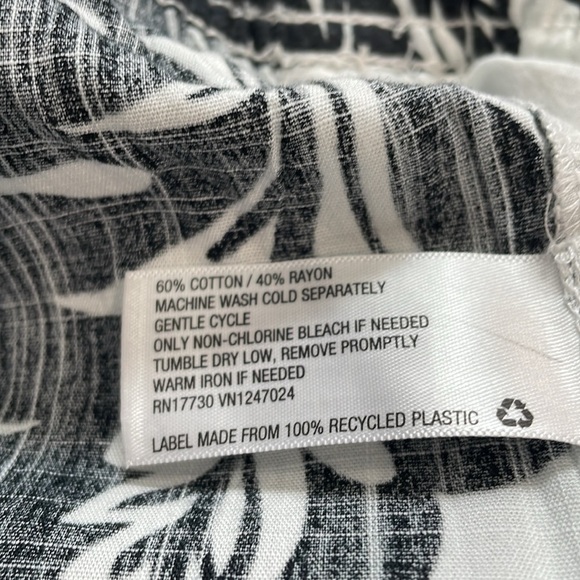 Knox Rose Floral Black and White Wide-Leg Summer Beach Pants XS Elastic Waist - Picture 6 of 6